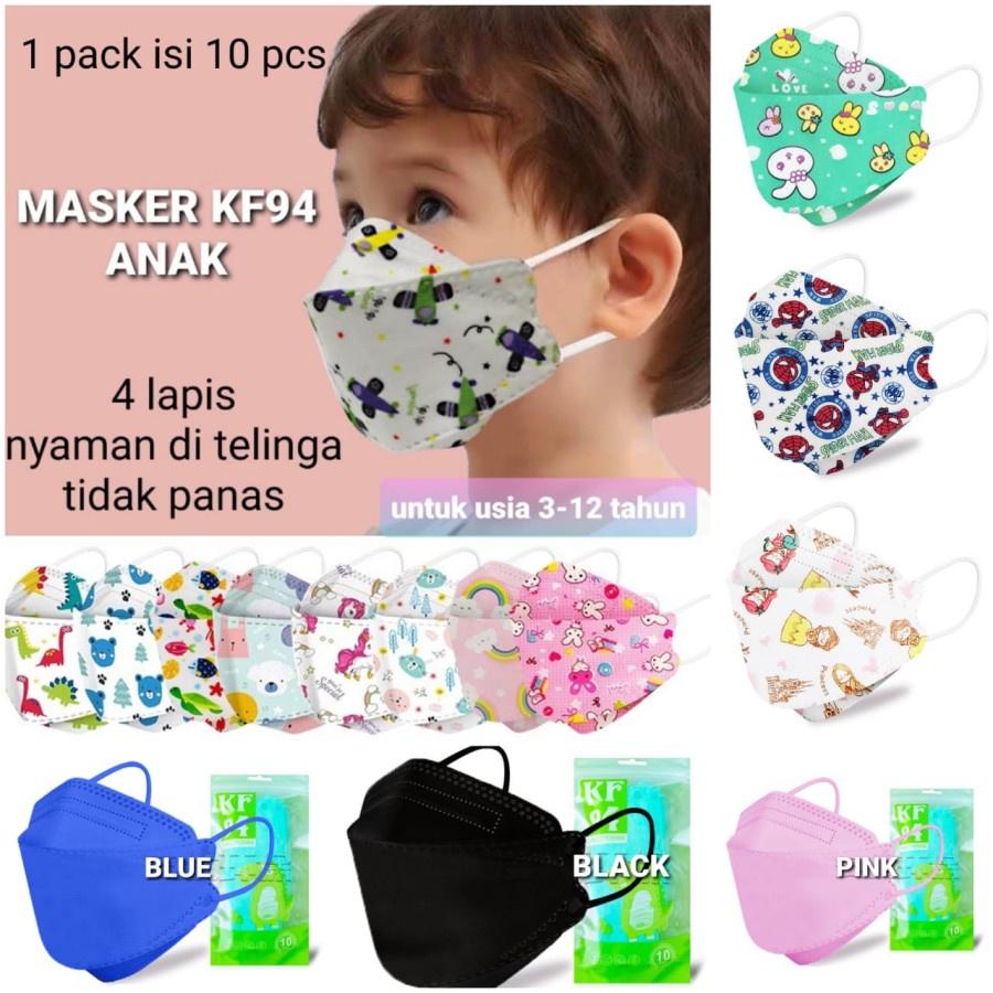 TOKYOBERRY MASKER KF94 ANAK 4 PLY ALA KOREA MEDIS NYAMAN POLOS MOTIF