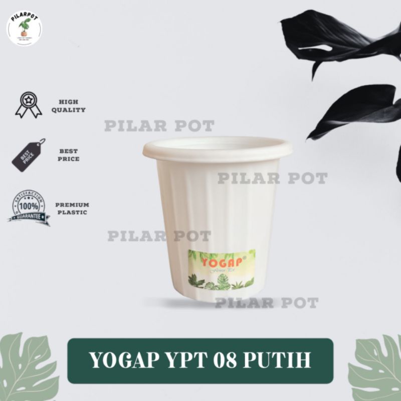 pot bunga tanaman tinggi yogap 9,5cm YPT 8 putih - bahan tebal