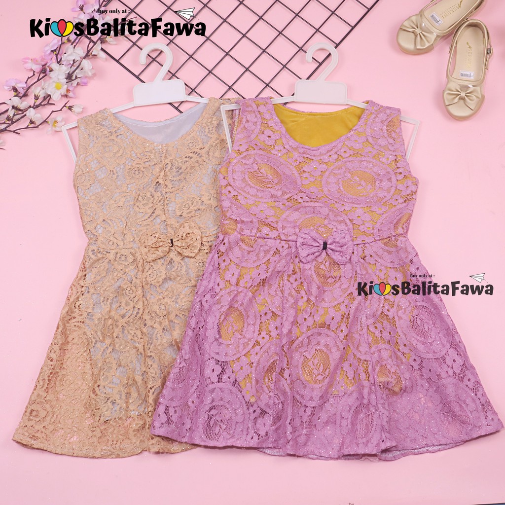 Dress Keira uk 4-5 Tahun / Dres Brukat Kensi Anak Perempuan Gaun Pesta Kondangan Baju Balita Import