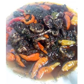

Sambal cumi hitam. Homemade.