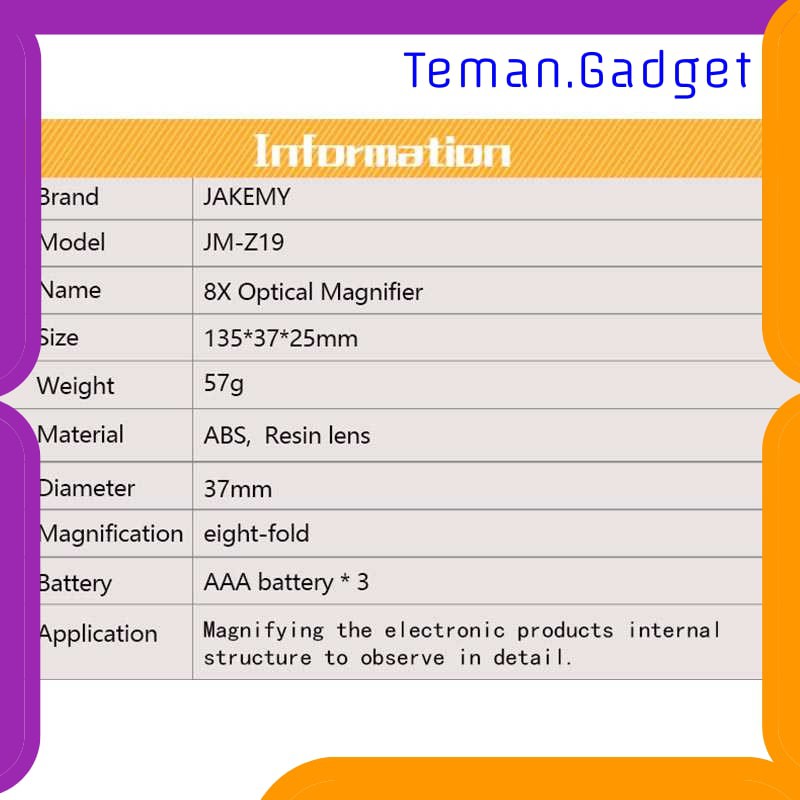 TG-DE096 Jakemy Kaca Pembesar 8X - JM-Z19
