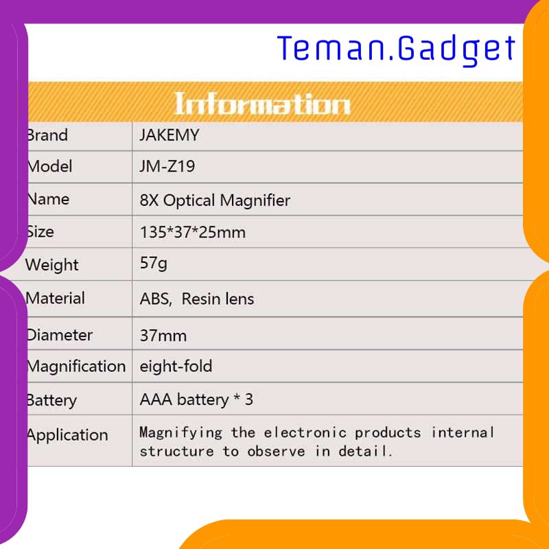 TG-DE096 Jakemy Kaca Pembesar 8X - JM-Z19