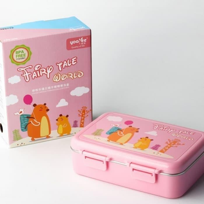 Lunch Box Stainless Dino Yooyee 3 Sekat Kotak Makan Anak Bekal Bento