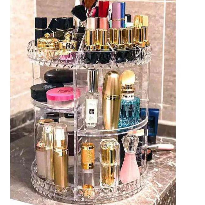 Jajanan THR.. Rak Kosmetik Putar Acrylic & Make Up Putar 360 Derajat Best Quqlity,SHENAR