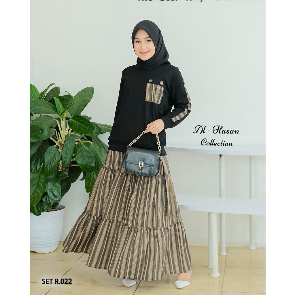 ONE SET ROK MOTIF SALUR MATT CATTON MIX LINNEN ORIGINAL BY AL HASAN/ONE SET/ROK MOTIF SALUR/ONE SET 