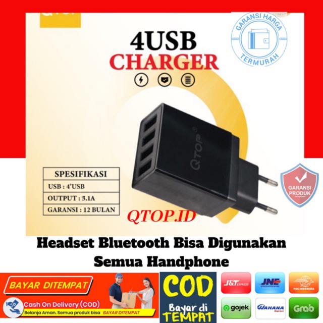 QTOP Adapter 4 Port Usb Charger Support Fast Charging [COD]