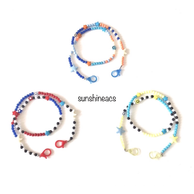 Smiley Mix Star Strap Mask Anak| Colour Mix Strap Masker Anak Laki-Laki| Tali Masker Anak Laki-Laki