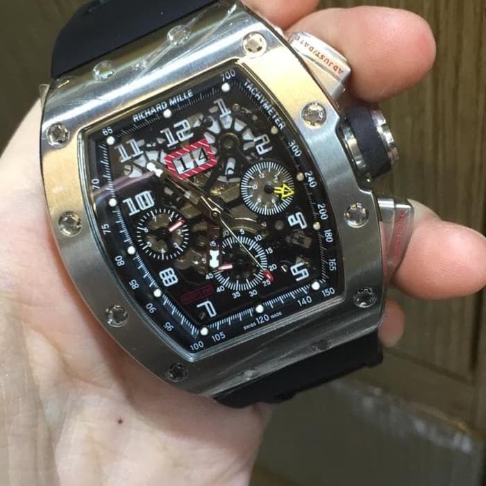 Original JAM TANGAN RM11 RM011 SILVER BLACK Premium Kekinian