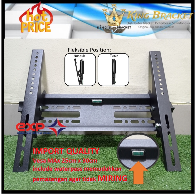 Bracket TV POLYTRON 21&quot; s/d 43&quot; waterpass GARANSI 100% COCOK!!! IMPORT QUALITY