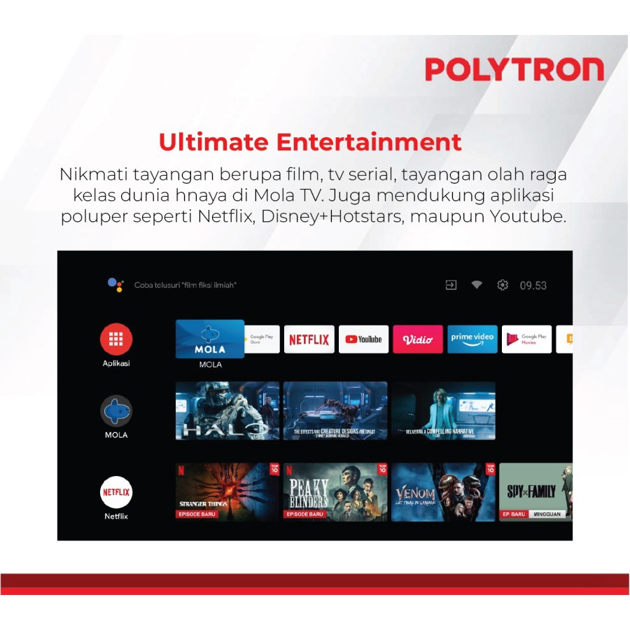 POLYTRON PLD 50BUG9959 4K HDR Smart Cinemax Soundbar TV 50 inch