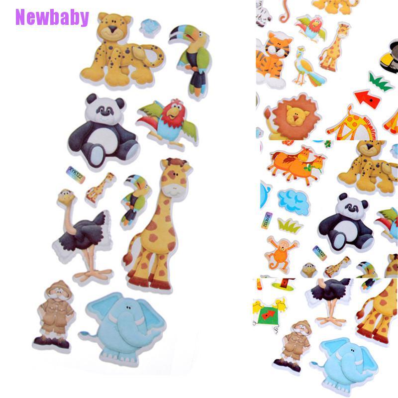 (Newbaby) Mainan Stiker 3D Motif Kartun Kebun Binatang Bahan PVC Untuk Anak Laki-Laki / Perempuan