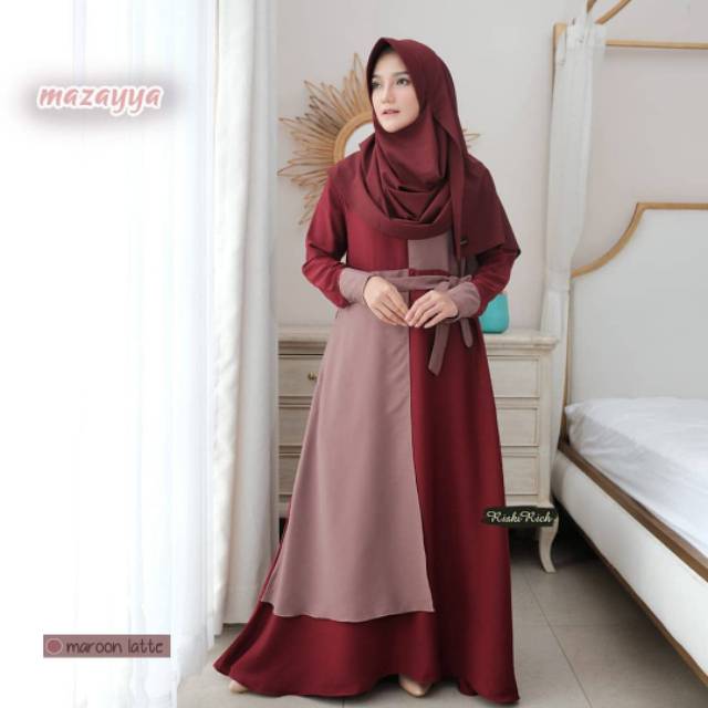 GAMIS MAZAYYA ORI BY RISKIRICH MAROON LATTE SIZE M LD 96