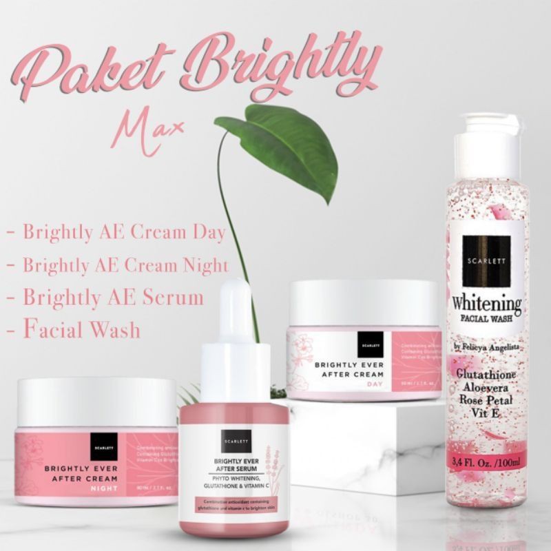 Paket wajah scarlett whitening brightly / paket acne/ scarlett face ...