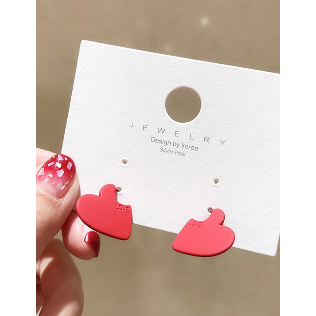 LRC Anting Tusuk Fashion Red Letter Love Notch Love Earrings D87585