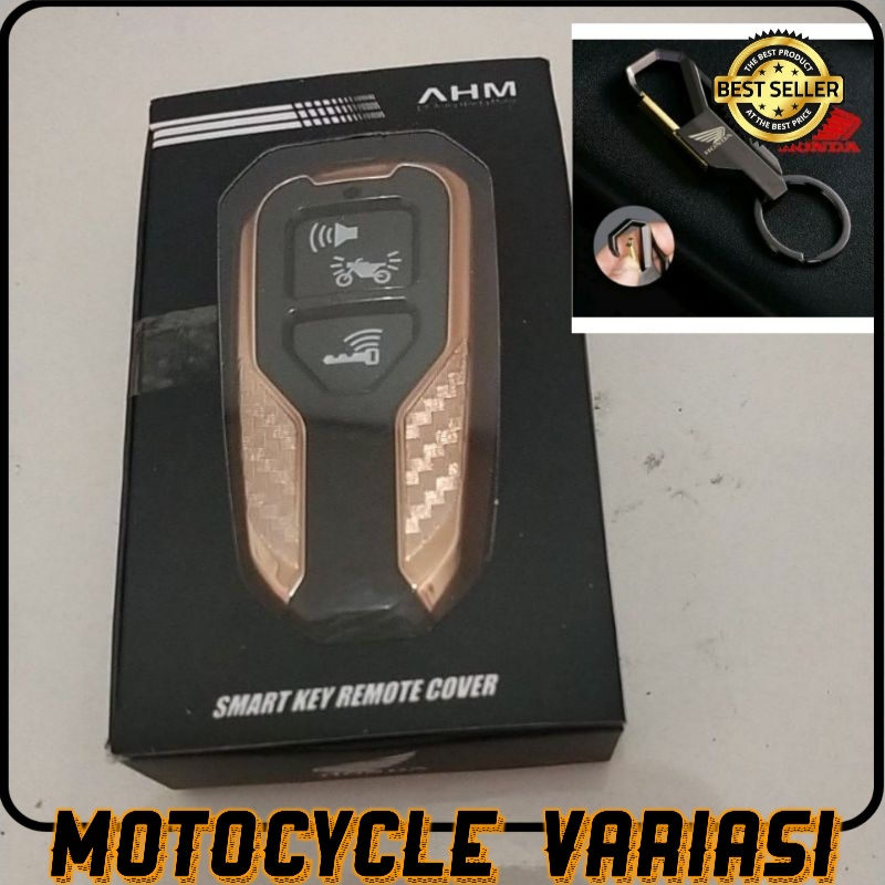 PAKET GANTUNGAN KUNCI DAN COVER REMOTE VARIO 160 2022 ORIGINAL AHM-Gold + sayap honda