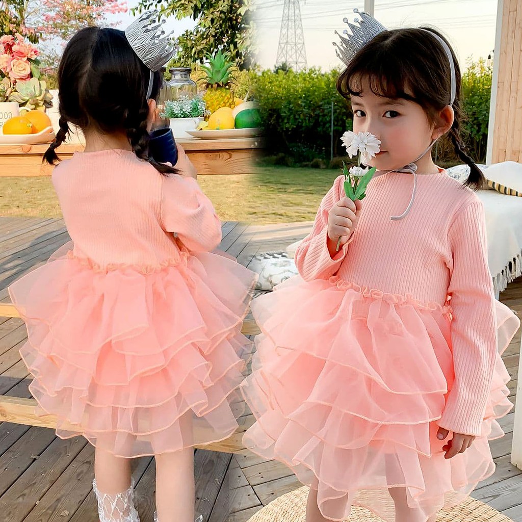 Dress Anak Perempuan Rample Peach Orange