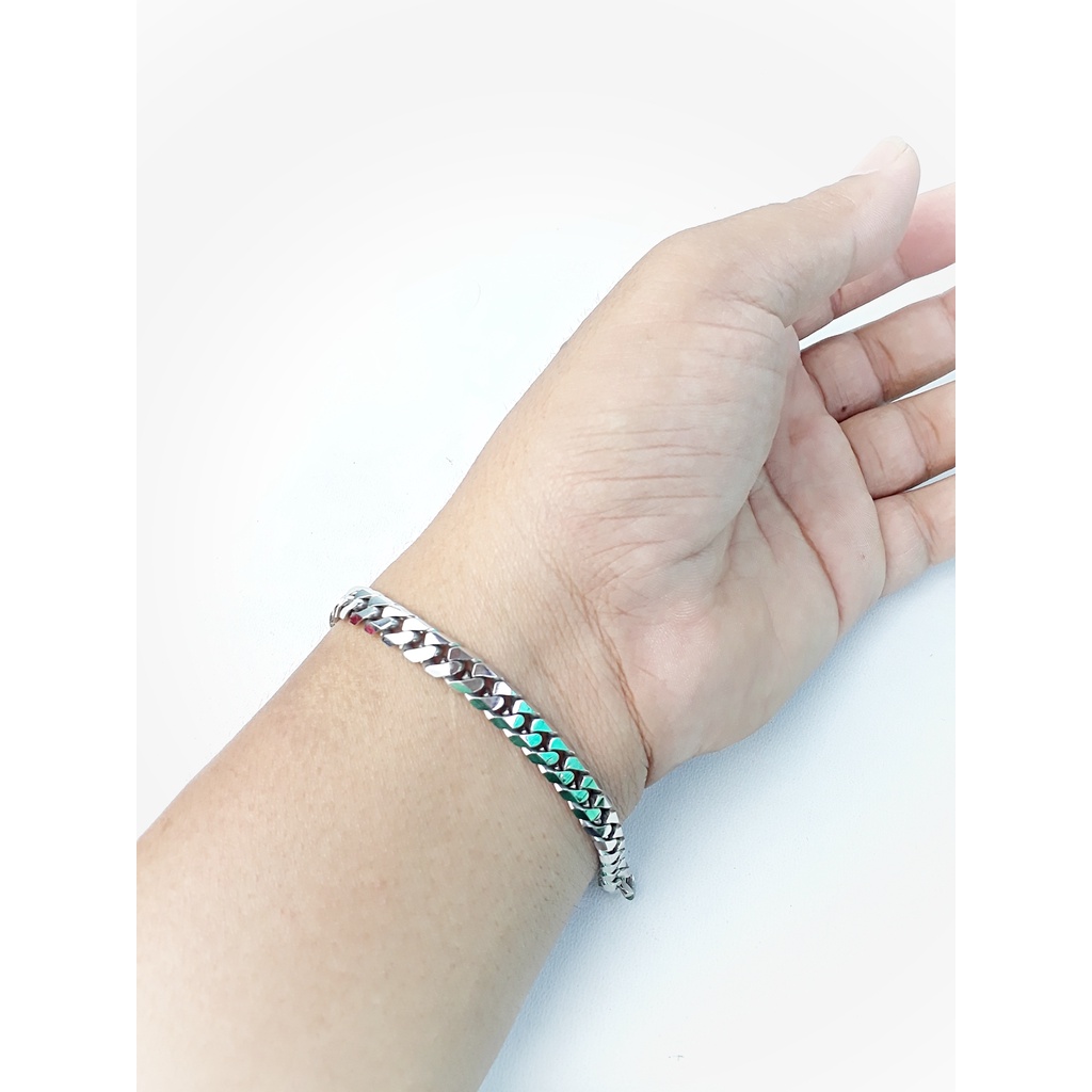 GELANG TITANIUM STAINLES STEEL SILVER BAJA PUTIH PRIA KEREN ANTI KARAT ANTI LUNTUR MODEL TERBARU COD