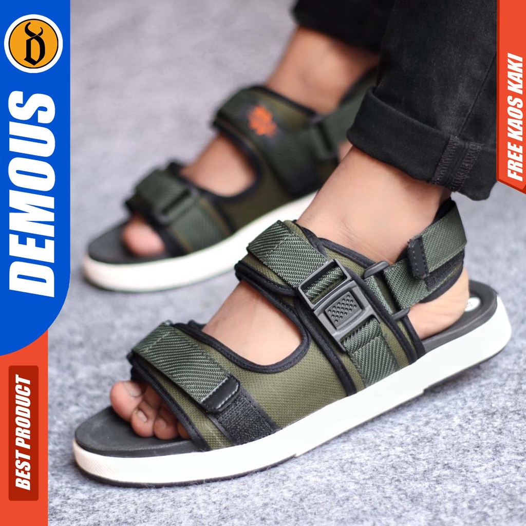 DEMOUS MOUNT MAZUMA Sandal Gunung Traveling Sendal Tali Stap Fashion Kasual Hitam Murah Kekinian