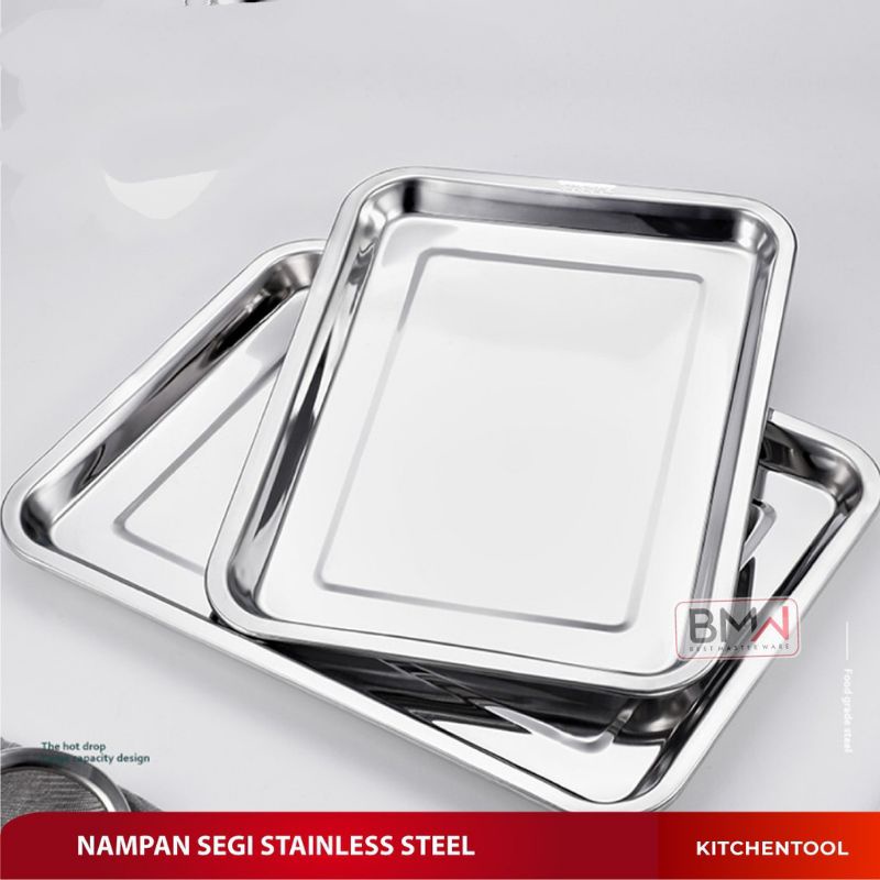 termurah nampan segi Stainles steel baki segi tempat sayur  BMW Kitchen Ware - Nampan Saji Persegi Nampan Baki Stainless Steel tempat sayur prasmanan stainless