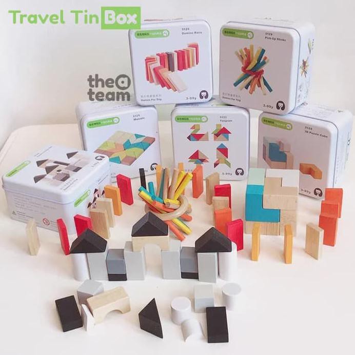 TRAVEL TIN BOX (WOODEN PUZZLE TOY)