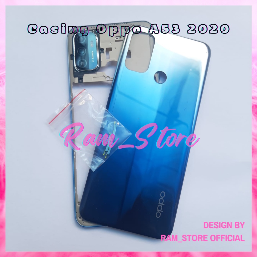 Cassing Hp Oppo A53 || Tulang Tengah Bezel Bazel Middle Frame Tutup Mesin plus Backdoor Oppo A53 War