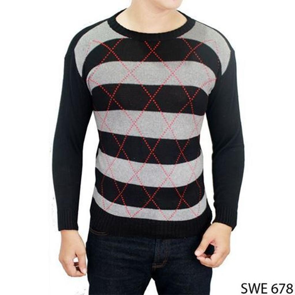 Sweater Vest Mens Fashion Rajut Hitam Kombinasi – SWE 678