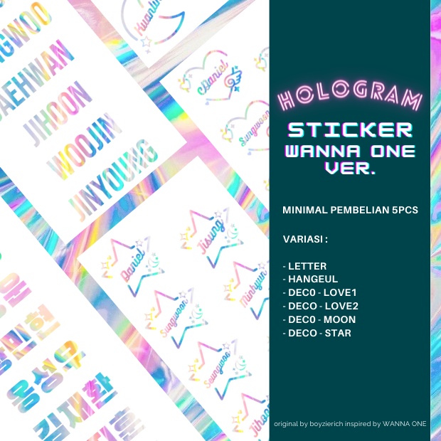 (MIN. 3PCS) STICKER WANNA ONE HOLOGRAM DECO FANMADE STIKER HOLOGRAM HIASAN LIGHTSTICK LAPTOP HANDPHONE MURAH