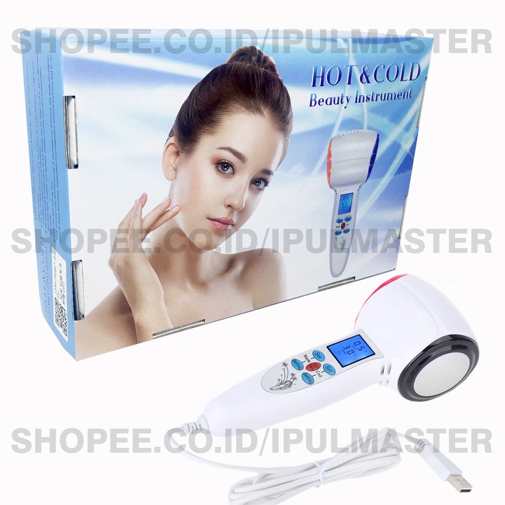 Hot Cold Hammer Beauty Instrument Pijat Wajah Red Blue LED Photon Anti Aging