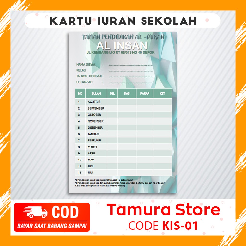 

Kartu Iuran Murah dan Berkualitas FREE Design