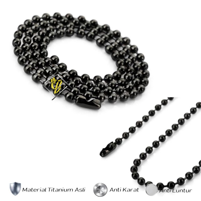 Kalung Mci Pria Wanita Titanium Silver Asli Anti Karat Warna Emas Putih Polos Bola Keren MURAH