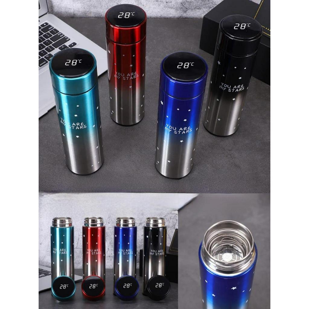 Termos-Tumbler Air Panas&amp;Dingin Stainles Steel Suhu Temperatur Display LED &amp; NON LED 500ML Motif Bintang-Smart Termos Layar Sentuh LED Display