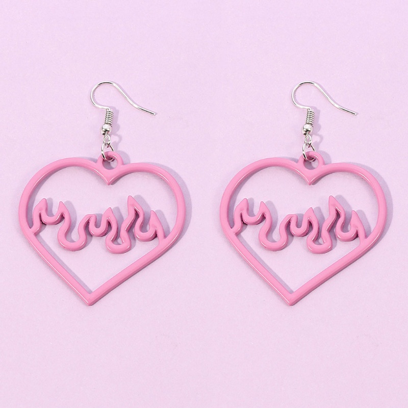 Siy Anting Tusuk Gantung Bahan Akrilik Desain Hati Warna Hitampink Gaya Punk Untuk Wanita