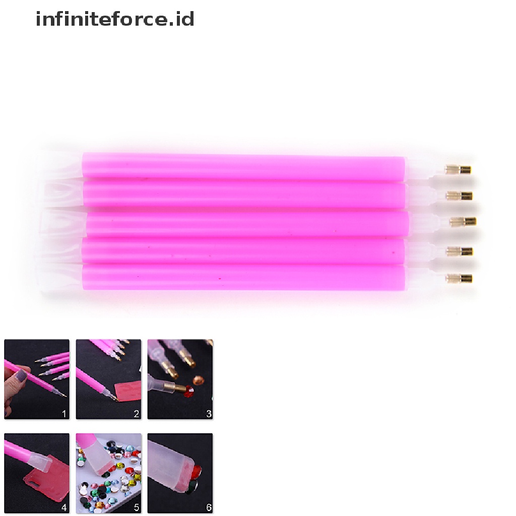 (infiniteforce.id) 5pcs / set Dotting Pen Dua Sisi Untuk Nail Art / Manicure