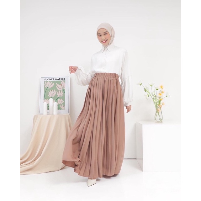 Aretha pleated skirt By March | Rok Plisket premium | panjang 98cm