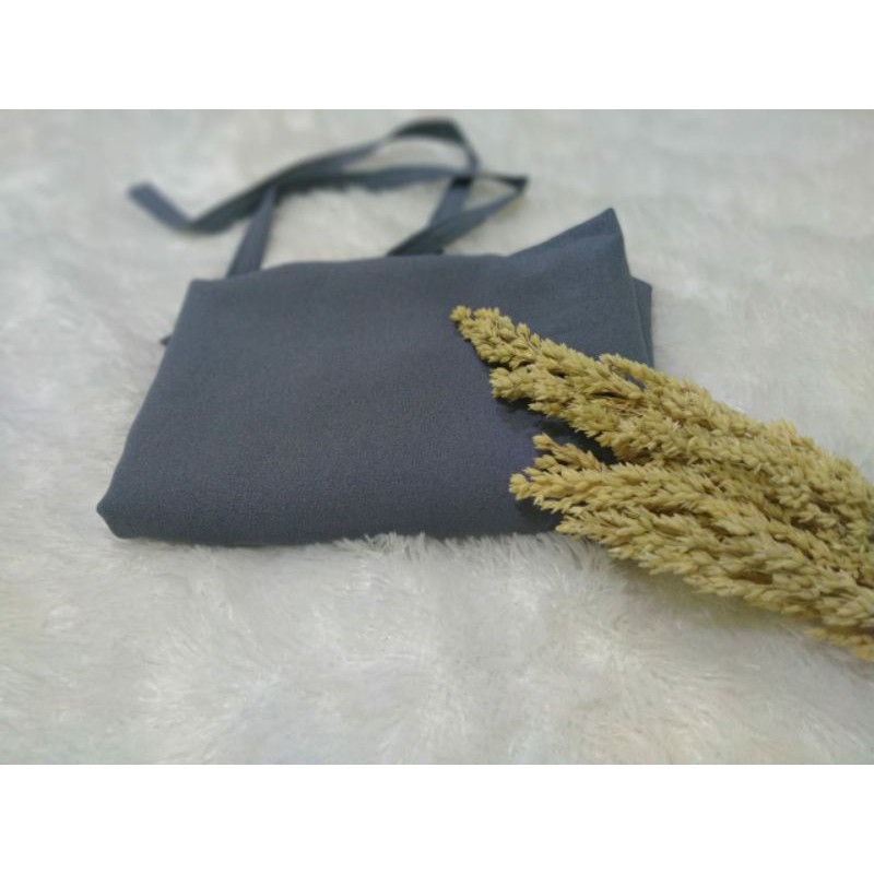 Kerudung Bergo Maryam Tali Non Pet Moscrepe Premium Hijab Instan Jilbab Instant Krudung Polos-State grey