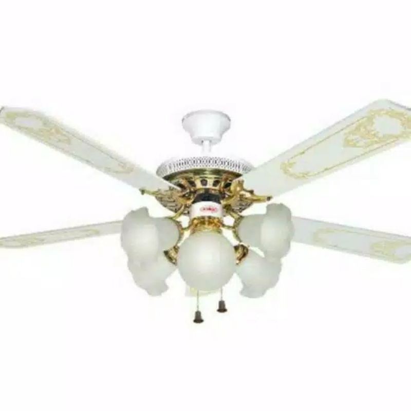 MASPION Kipas Angin Ceiling Fan/ Kipas Hias Plafon 4 Baling + 5 Lampu Putih MCF52205WH Putih