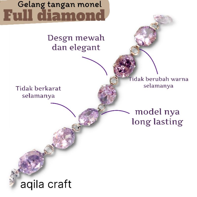 GELANG MONEL FULL DIAMOND ANTI KARAT