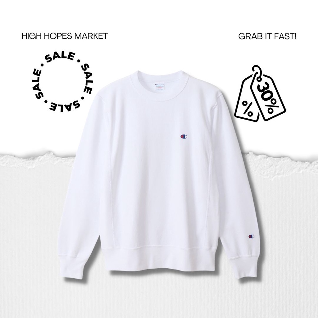CREWNECK / CN CHAMPION LOGO BASIC JAPAN MARKET WHITE ORIGINAL (COD)