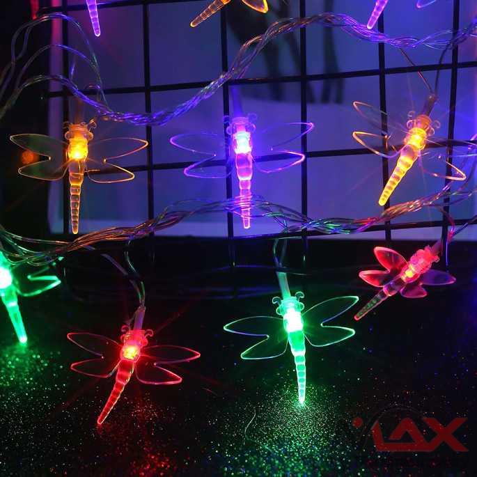 Lampu LED Tumblr Dekorasi Model Capung kristal warna warni 20LED 5 Meter Tenaga Surya natal Lampu Hias Dekorasi 20 LED 5 Meter with Solar Panel Warna RGB 20 LED Solar Dragonfly String Lights Waterproof Outdoor Garden Party Fairy Lamp Halloween Wedding