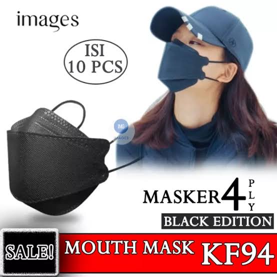 MASKER KF94 HITAM PUTIH/ MASKER KOREA KF94 3D