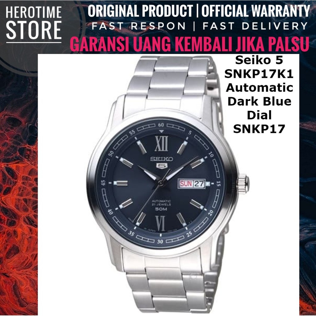 Jam Tangan Seiko 5 SNKP17K1 Automatic Dark Blue Dial SNKP17 Garansi Resmi ORIGINAL