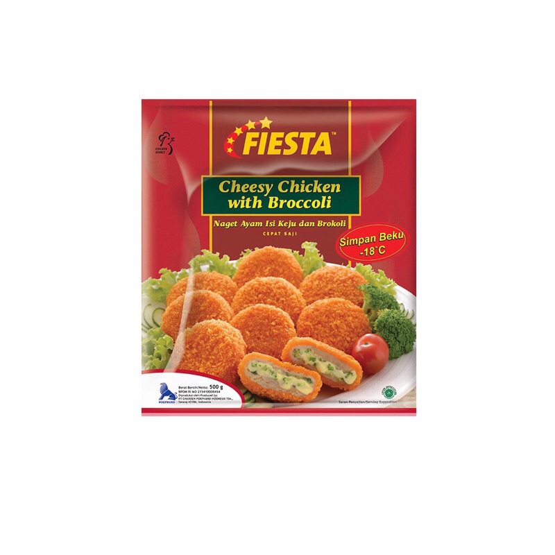 

Fiesta Cheesy Chicken With Broccoli Makanan Instan Cepat Saji [500g] / Naget Ayam isi Keju dan Brokoli