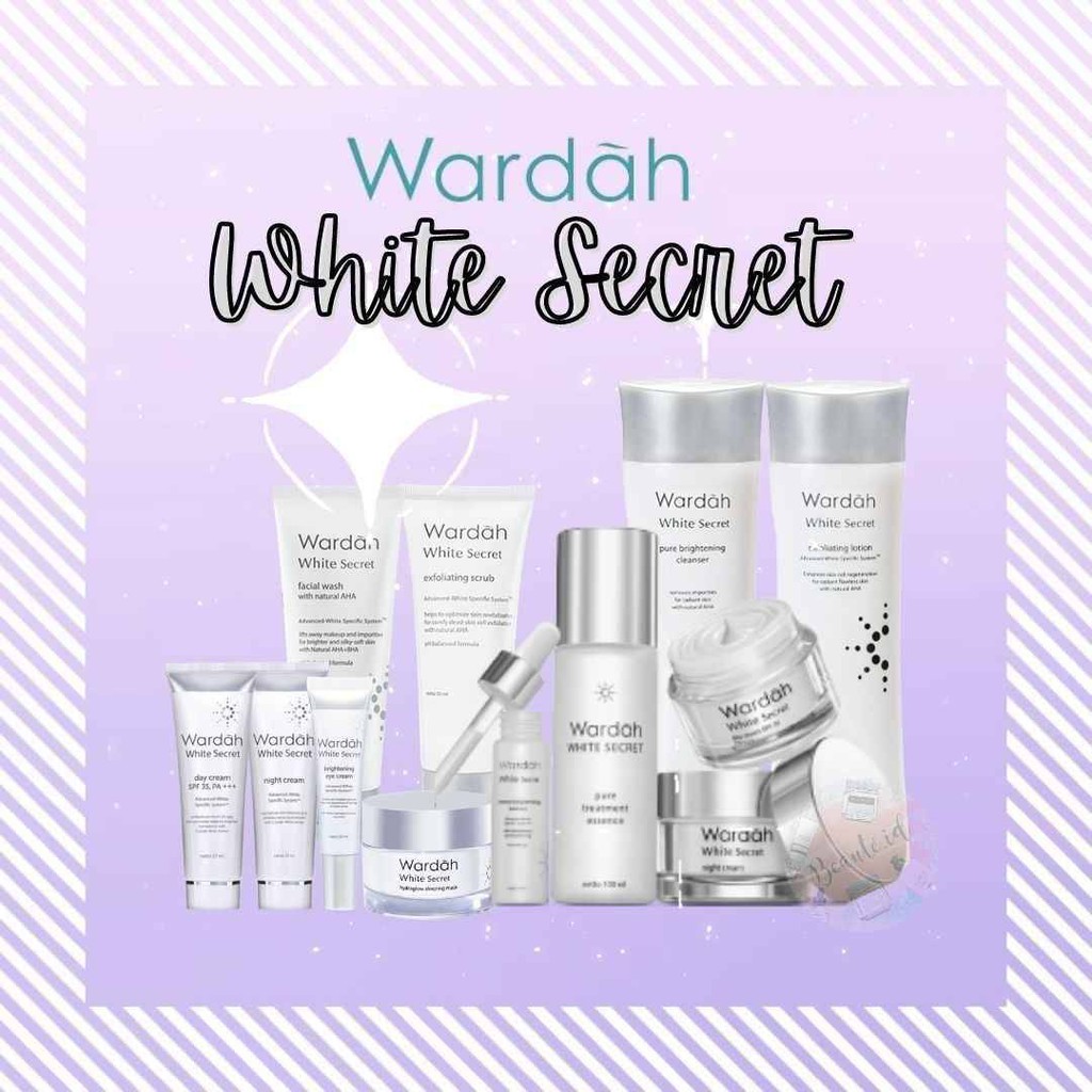 Wardah White Secret Facial Wash Exfoliating Scrub Treatment Essence Serum Cleanser Day &amp; Night Cream