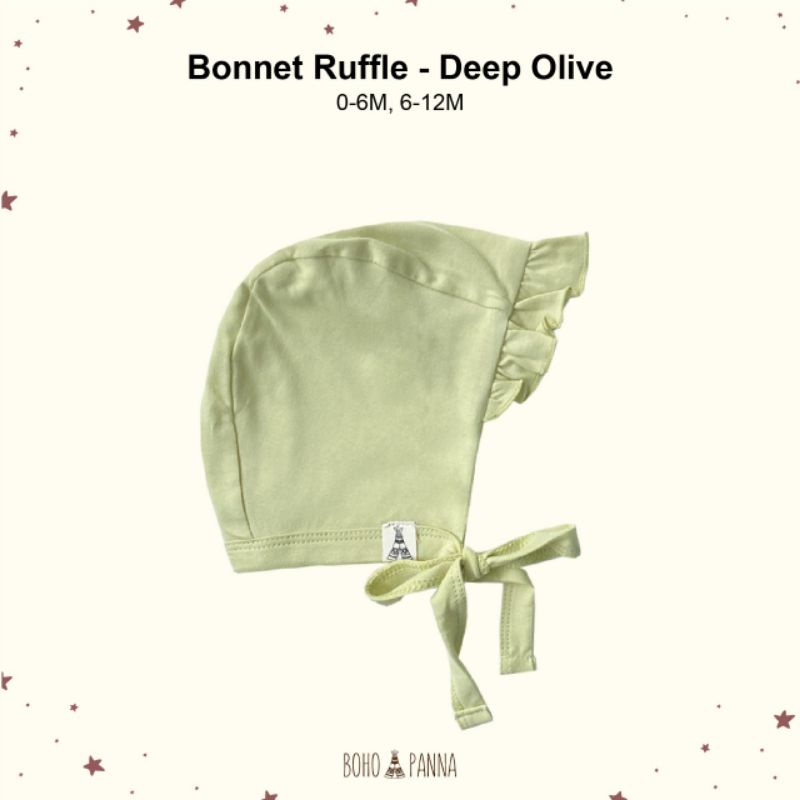 BONET RUFFLE TOPI ANAK BAYI BOHO BABY SURABAYABABY-Deep olive