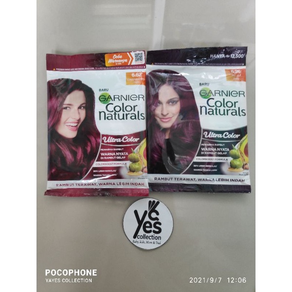 Garnier Color Naturals Pewarna Rambut Cat Semir ShampooColor Men Girl Coklat Hitam Plum Red Burgundy