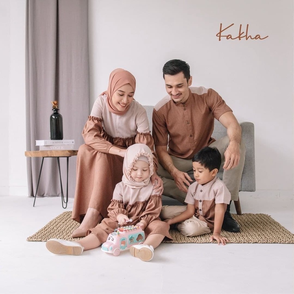 COUPLE KELUARGA MUSLIM BAJU SARIMBIT KELUARGA &quot;KAKHA SERIES' TERLARIS AYAH IBU ANAK LEBARAN SYAR'I BAJU KOKO PRIA GAMIS ANAK