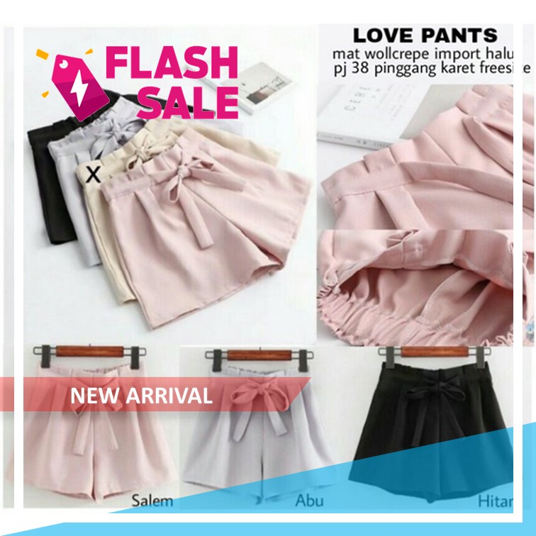 Love Pants Celana Hot Pants korean style Pants bahan creap Celana Wanita