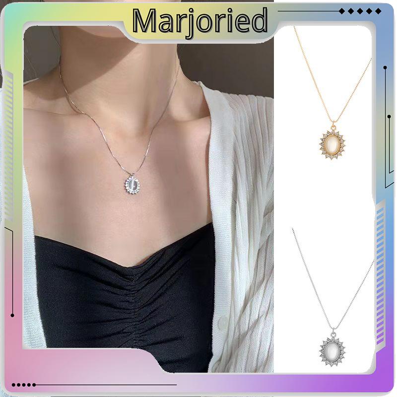 Retro Light Luxury Opal Kalung Wanita All-Match Hadiah Ulang Tahun Sederhana-MJD