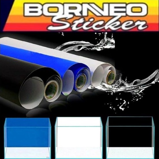 STICKER Background AQUARIUM BIRU PUTIH HITAM GLOSSY