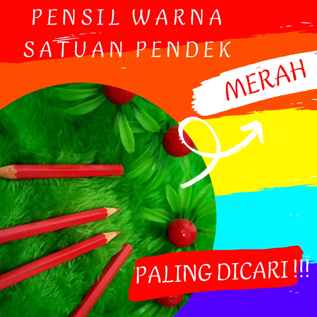 

Satuan Pensil Warna Pendek MERAH RED Pencil Colour High Quality Empuk ECO Satuan Warna Warni Murah Meriah Bandung